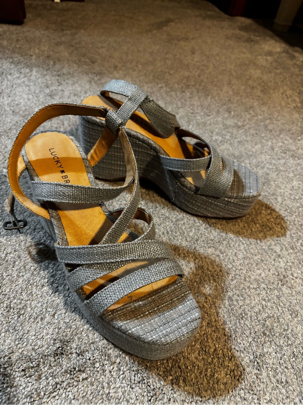 Lucky Brand light blue Textured Wedge Sandals